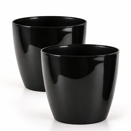 2 Adet Yakut Parlak Dekoratif Plastik Çiçek Masa Saksısı 4,4 Litre Iç & Dış Mekan Saksı Seti