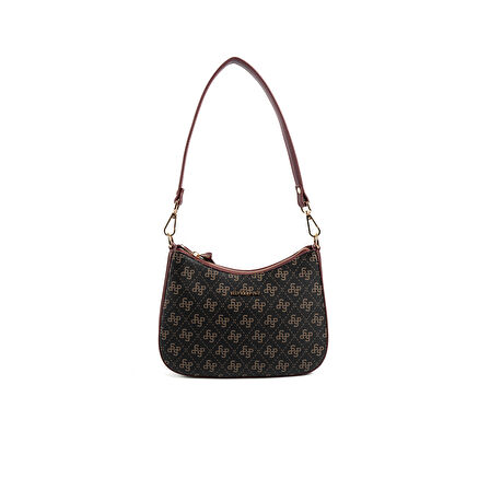 Silver Polo  Kadın Omuz Çantası 1259-48386 SILVER POLO BAYAN ÇANTASI M178 KAHVE SARI-MAT BORDO