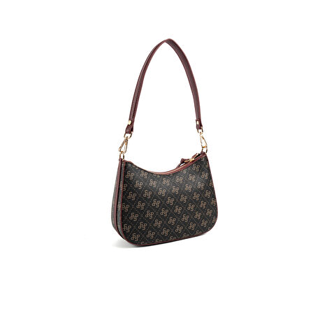 Silver Polo  Kadın Omuz Çantası 1259-48386 SILVER POLO BAYAN ÇANTASI M178 KAHVE SARI-MAT BORDO