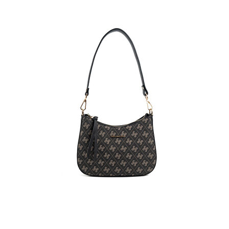 Silver Polo  Kadın Omuz Çantası 1259-48394 SILVER POLO BAYAN ÇANTASI M178 FÜME-MAT SİYAH