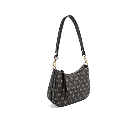 Silver Polo  Kadın Omuz Çantası 1259-48394 SILVER POLO BAYAN ÇANTASI M178 FÜME-MAT SİYAH