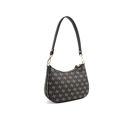 Silver Polo  Kadın Omuz Çantası 1259-48394 SILVER POLO BAYAN ÇANTASI M178 FÜME-MAT SİYAH