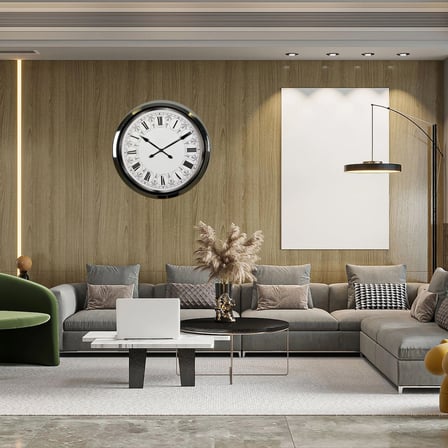 Krom Desenli 60 x 60 Cm Metal Duvar Saati iegxx