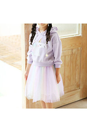 Unicorn Sweatshirt Ve Parlak Tul Tutu Etek Kombin