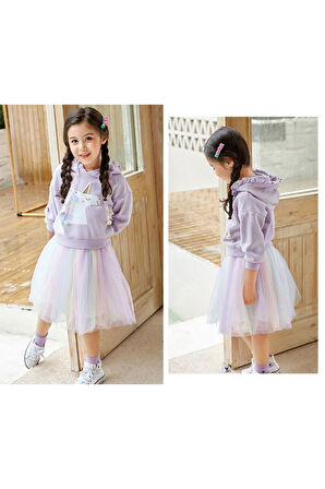 Unicorn Sweatshirt Ve Parlak Tul Tutu Etek Kombin