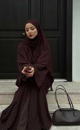 Shine Taşlı Abaya Ferace & Şal - Standart Beden & Farklı Boy		