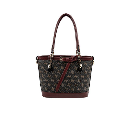 Silver Polo  Kadın Omuz Çantası 1155-48406 SILVER POLO BAYAN ÇANTASI M178 KAHVE SARI-MAT BORDO