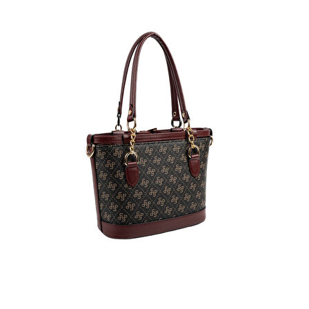 Silver Polo  Kadın Omuz Çantası 1155-48406 SILVER POLO BAYAN ÇANTASI M178 KAHVE SARI-MAT BORDO