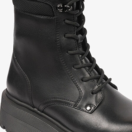 Greyder 33932 Kadın Siyah Hakiki Deri Military Bot