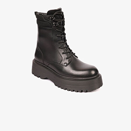 Greyder 33932 Kadın Siyah Hakiki Deri Military Bot