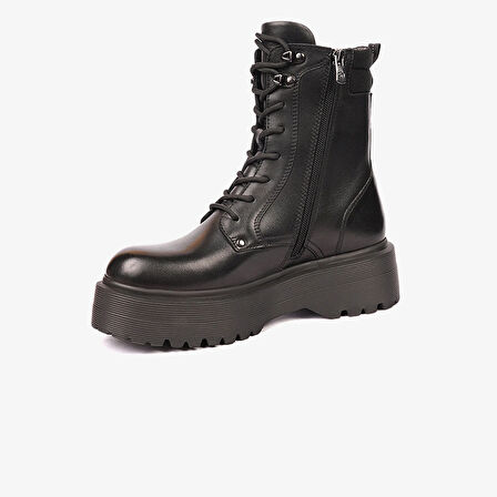 Greyder 33932 Kadın Siyah Hakiki Deri Military Bot
