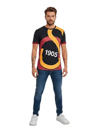 Galatasaray Lisanslı Unisex Siyah Arma T-Shirt BAYRAK Hediyeli