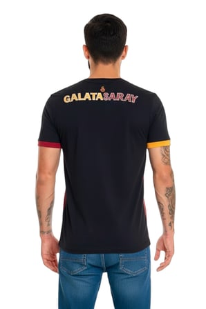 Galatasaray Lisanslı Unisex Siyah Arma T-Shirt BAYRAK Hediyeli