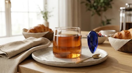 Damla Kulplu Cam Bardak – Renkli Cam Kulplu Modern Kahve ve Çay Bardağı Mavi| MT-112