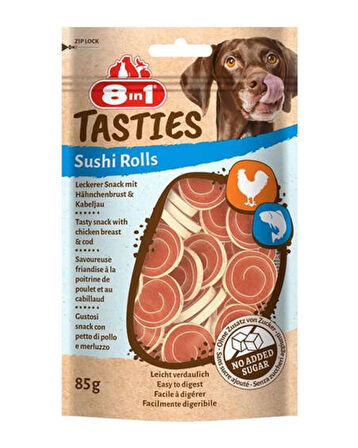 8in1 Tasties Sushi Rolls Tavuklu Balıklı Sushi Köpek Ödülü 85 Gr