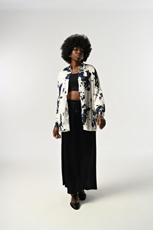 KADIN KARIŞIK DESENLİ OVERSİZE GÖMLEK