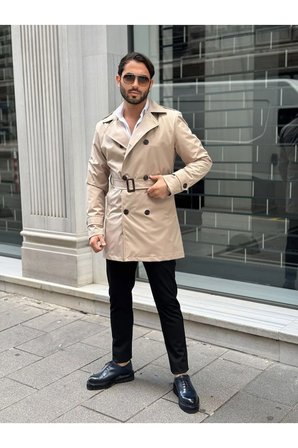 regular fit su geçirmez soğuğa dayanıklı trençkot Bej / M