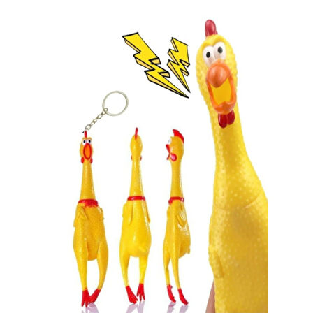 Bağıran Tavuk Anahtarlık Çığlık Atan Horoz Oyuncak Shrilling Chicken (16 cm)- 1 Adet