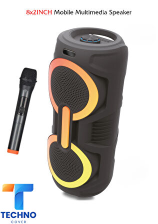 Bluetooth Özellikli Ses Bombası 8x2 Inch Rgb Işıklı Speaker (KLN-220)