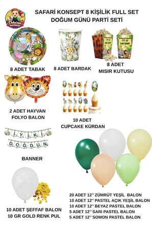 Dehaparty Safari Konsept Doğum Günü Parti Seti Gold 8 Kişilik