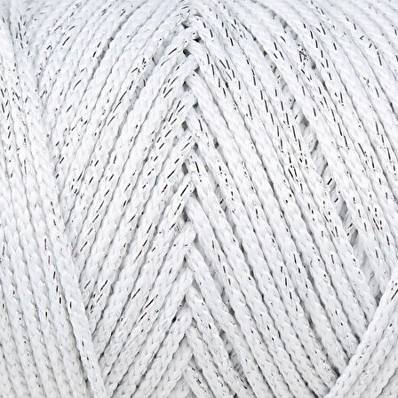 Loren Soft Star Makrome İpi Gümüş Simli Beyaz RM10