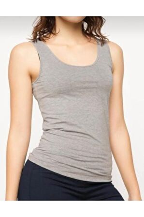 BLUES MODA Özel Üretim %100 Pamuk Kadın  Geniş Askı Beyaz Atlet 6'LI