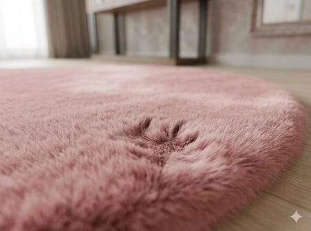 Carpet Dekor Peluş Yumuşak Dekoratif Halı Yuvarlak Pembe