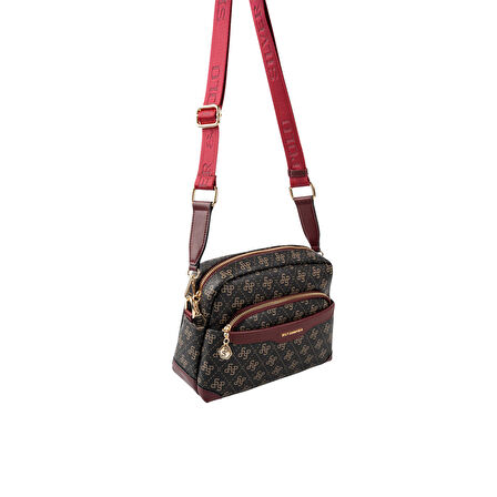 Silver Polo  Kadın Çapraz Çanta 1201-48528 SILVER POLO ÇAPRAZ BAYAN ÇANTASI M178 KAHVE SARI-MAT BORDO