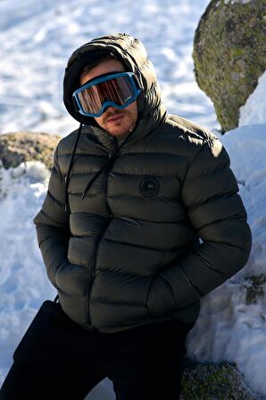 River Club Erkek  Polarlı Su Ve Rüzgar Geçirmez Kapüşonlu Kışlık Şişme Mont M-220