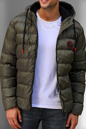 River Club Erkek  Polarlı Su Ve Rüzgar Geçirmez Kapüşonlu Kışlık Şişme Mont M-220