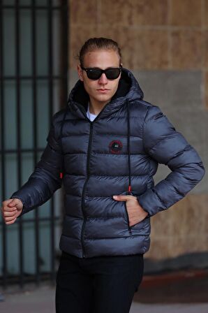 River Club Erkek  Polarlı Su Ve Rüzgar Geçirmez Kapüşonlu Kışlık Şişme Mont M-220