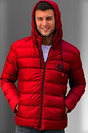 River Club Erkek  Polarlı Su Ve Rüzgar Geçirmez Kapüşonlu Kışlık Şişme Mont M-220