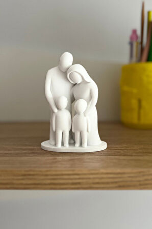Aşk ve Birlik Temalı Aile Heykeli - Dekoratif Anneler Günü Babalar Günü Hediyesi (10x7 cm)