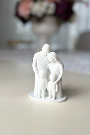 Aşk ve Birlik Temalı Aile Heykeli - Dekoratif Anneler Günü Babalar Günü Hediyesi (10x7 cm)