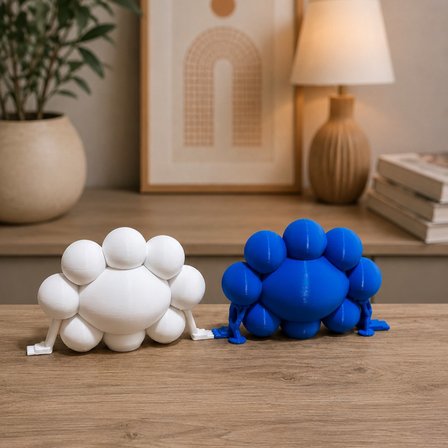 Sevimli Bulut Figürlü Dekoratif Oyuncak Biblo, 3D Baskı Masa Süsü, Minimal Dekoratif Obje
