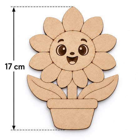 Çocuklar İçin Ahşap Çiçek Boyama Seti 6 Desen 17 cm MDF