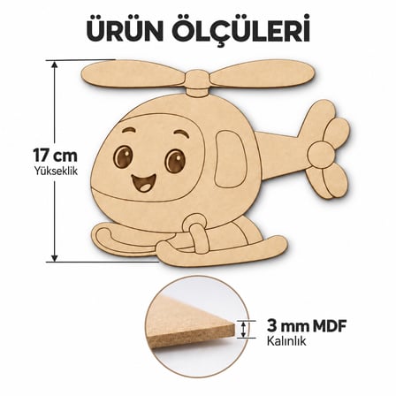 6’lı Sevimli Taşıtlar MDF Boyama Seti 17 cm Sulu Boya ve Fırça