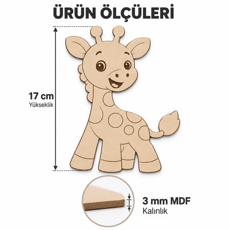 Safari Hayvanları Ahşap Boyama Seti 6 Figür 17 cm – 6 Renk Boya ve Fırça Dahil
