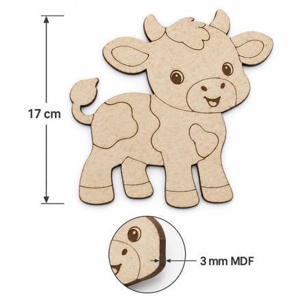 Yazma     6’lı Çiftlik Hayvanları MDF Boyama Seti 17 cm – 6 Renk Boya ve Fırça Dahil