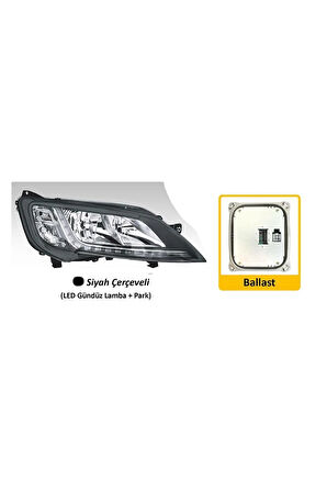 FAR SAG MOTORLU BALLAST LED FIAT DUCATO MAXI CITROEN  JUMPER PEUGEOT BOXER 14- SIYAH CERCEVELI