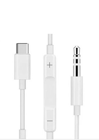 USB Type-C 3.5mm AUX Ses Kablosu Beyaz