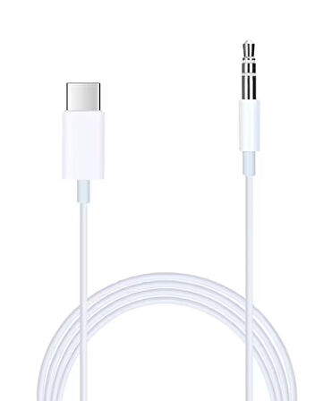 USB Type-C 3.5mm AUX Ses Kablosu Beyaz