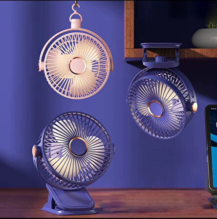 Yüksek Performanslı Pratik Taşınabilir Şarjlı Işıklı 5 Kademeli Masaüstü Fan VNT-02
