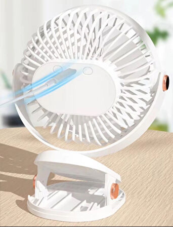 Yüksek Performanslı Pratik Taşınabilir Şarjlı Işıklı 5 Kademeli Masaüstü Fan VNT-02