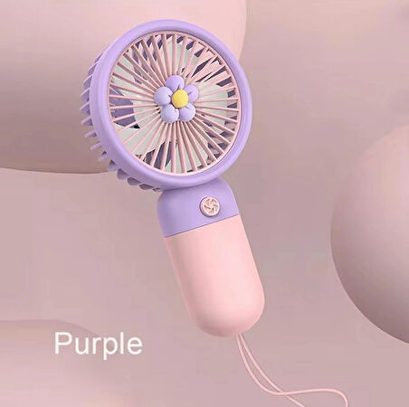 Avuç İçi Taşınabilir Şarjlı Mini Vantilatör El Fanı Mor-Pembe VNT-05