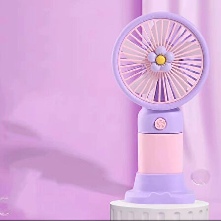 Avuç İçi Taşınabilir Şarjlı Mini Vantilatör El Fanı Mor-Pembe VNT-05