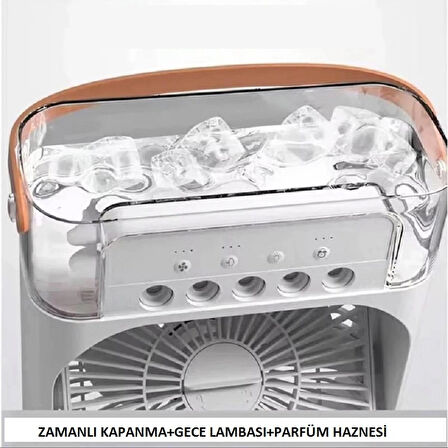 LS18 3 Kademeli Su Spreyli Parfüm Hazneli Masaüstü Vantilatör Fan Beyaz