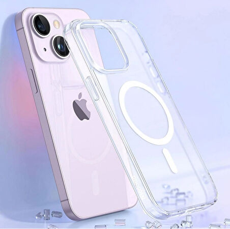 iPhone 13 için Kılıf Kamera Korumalı Magsafe Wireless Şarj Özellikli Şeffaf Kılıf