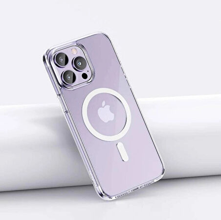 iPhone 14 Pro için Kılıf Kamera Korumalı Magsafe Wireless Şarj Özellikli Şeffaf Kılıf