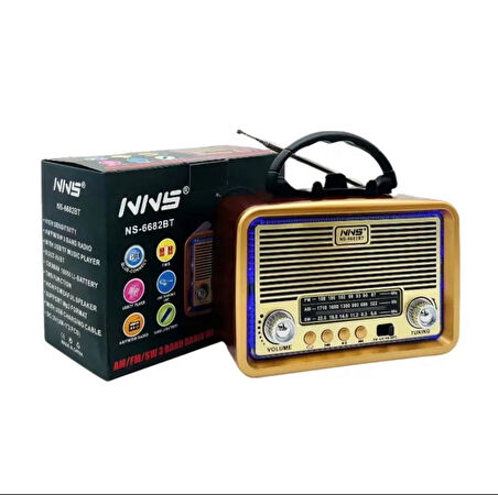 NNS Ns-6682 Usb / Tf Kart / Fm Retro Taşınabilir Bluetooth Hoparlör